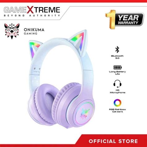 Onikuma B Rgb Cat Ear Bluetooth Headphone Hifi Stereo Sound Noise