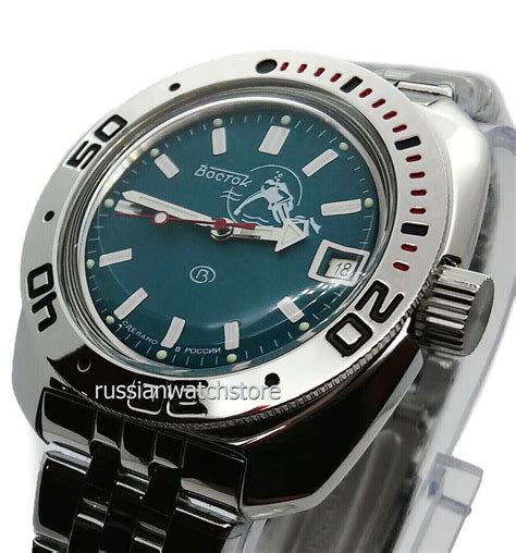 New Mens Automatic Watch Vostok Amphibian Blue Dial Scuba Dude