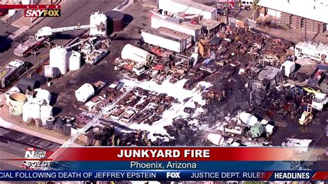 Junkyard Fire Fire Crews Battle Heat And Blaze In Phoenix Az Youtube