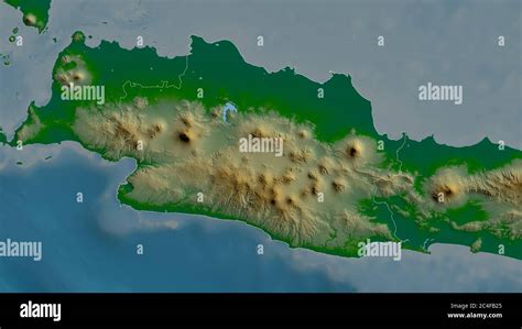 Jawa Barat Province Of Indonesia Colored Shader Data With Lakes And