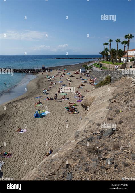 Tenerife, Canary Islands - La Caleta, Adeje. Costa Caleta beach Stock ...