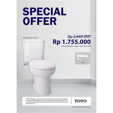 Jual Toto Kloset Duduk Toto Cw 420 Single Flush Putihpromo Spesial