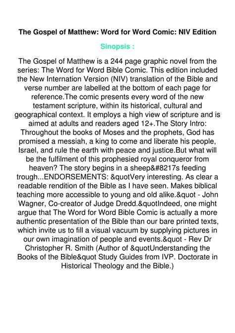 Ppt Pdfread The Gospel Of Matthew Word For Word Comic Niv Edition