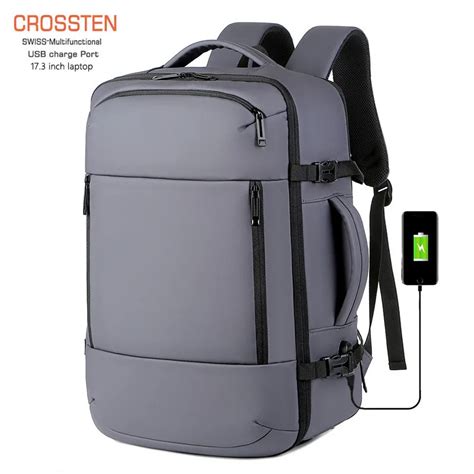 Crossten Swiss Multifunctional 40L Expandable 17 Laptop Backpack USB