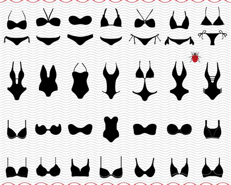 Svg Swimwears Bikini Black Silhouettes Digital Clipart Swimwears