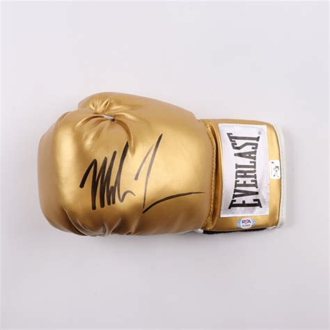 Mike Tyson Signed Everlast Golden Boxing Glove With Display Case Psa