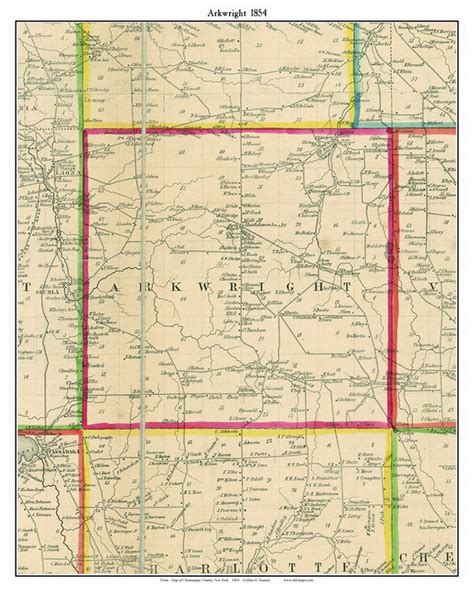 Arkwright 1854 Old Town Map With Homeowner Names New York Etsy