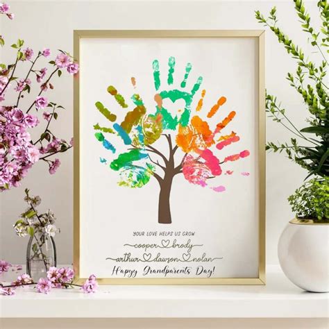 Personalized Tree Handprint DIY, Grandparents Day Gift – Craftinghills