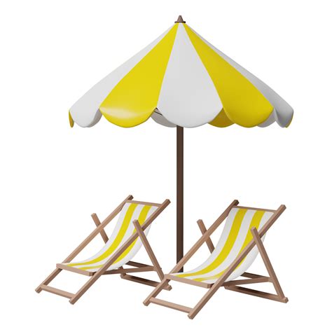 Summer Travel With Beach Chair Umbrella Isolated Concept 3d