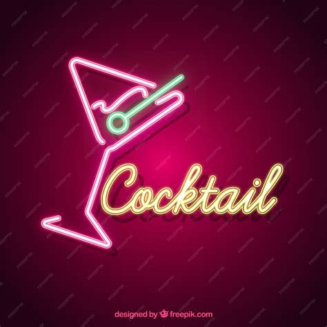 Free Vector Cocktail Neon Sign