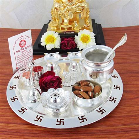 Goldgiftideas Inch Archana Silver Plated Pooja Thali Set For Home