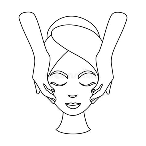 Vector Hand Drawn Illustration Of Spa Face Massage For Woman On White