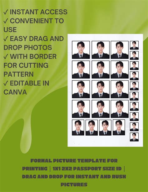 Formal Picture Template For Printing 1x1 2x2 Passport Size Id Drag And