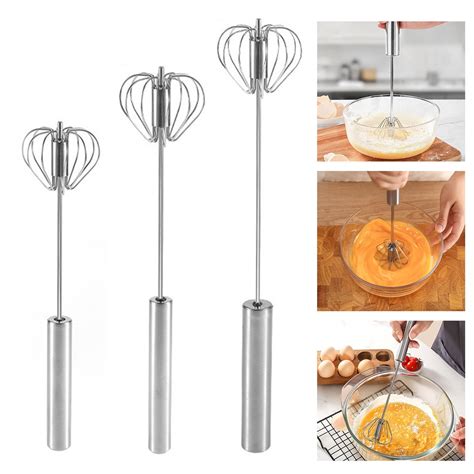 Homerr Stainless Steel Egg Beater Manual Push Blender Pcs Semi