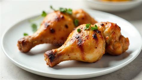 Perfectly Grilled Chicken Legs Arranged on a Simple White Plate ...