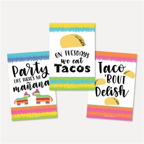 Printable Taco Bar Mini Sign Templates 3 Editable Mexican Buffet Sign Decor Fiesta Birthday