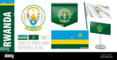 Vector set of the coat of arms and national flag of Rwanda Stock Vector ...