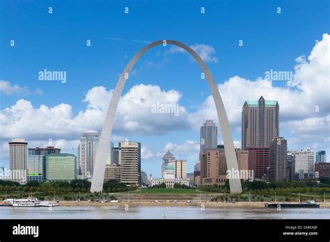 View Of The St Louis Skyline From Across The Mississippi River With The