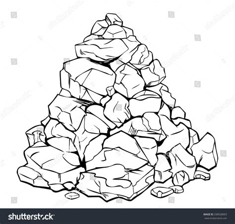 Cartoon Pile Of Rocks Black And White Stock Vector Illustration 298928003 Shutterstock