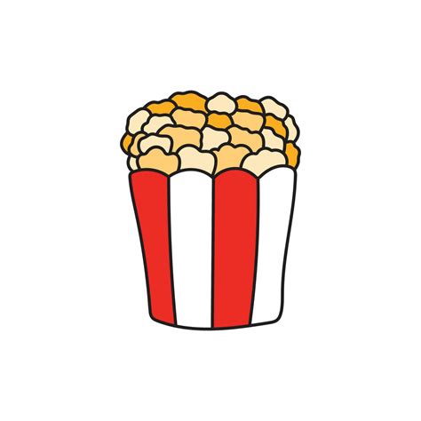 Kids drawing Cartoon Vector illustration popcorn icon Isolated on White ...