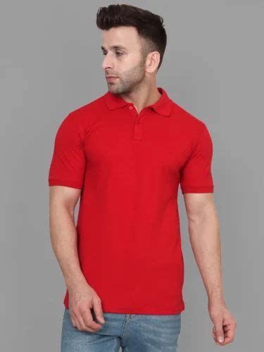 Plain Half Sleeve Men Polo Neck Cotton T Shirt Casual Wear Size