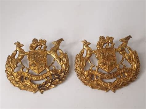 South African Army A Pair Of South Africa Ex Unitate Vires Military Saa Army Brass Badges