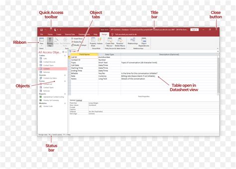 Microsoft Office Access Cheat Sheet Ms Access 2016 Interface Png