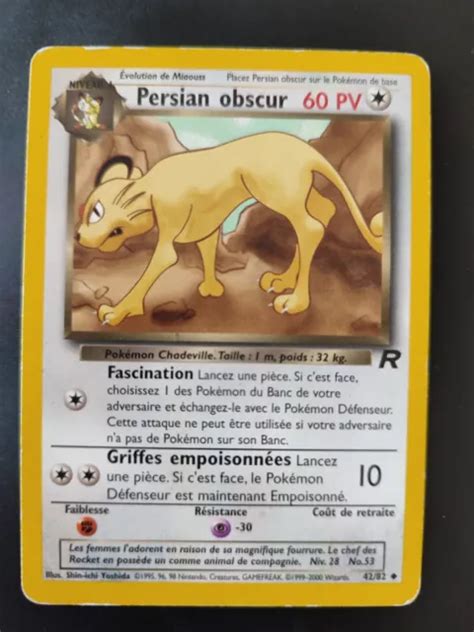 CARTE POKÉMON PERSIAN OBSCUR 42 82 Team Rocket Wizards FR TBE EUR