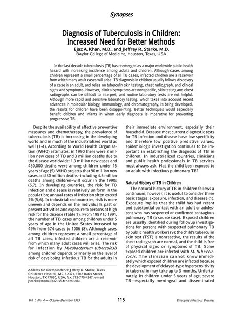 (PDF) Diagnosis of Tuberculosis in Children: Increased Need for Better ...