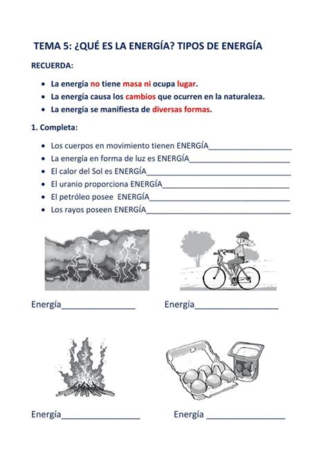 La Energía Formas De Energía Worksheet Formas De Energia Ciencias