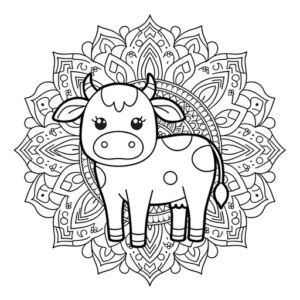 Mandala Cow Coloring Page- 4 Free Printable Pages