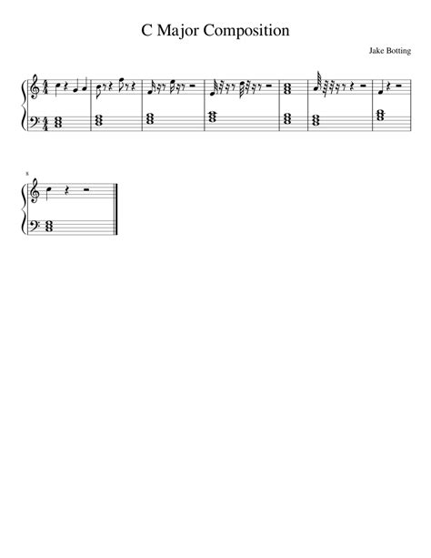 C Major Composition Sheet Music For Piano Solo Easy