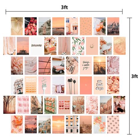 Buy Koskimer Peach Pink Aesthetic Photo Collage Kit 50 Set 4x6 Inch