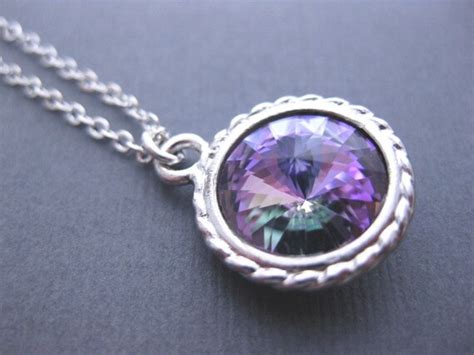 Items Similar To Sterling Silver Necklace Pale Purple Necklace Pastel Lilac Rhinestone