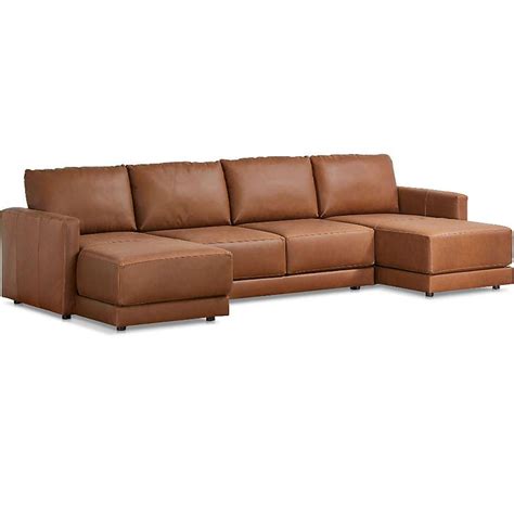 Gather Leather 3-Piece Sectional Sofa + Reviews | Crate & Barrel