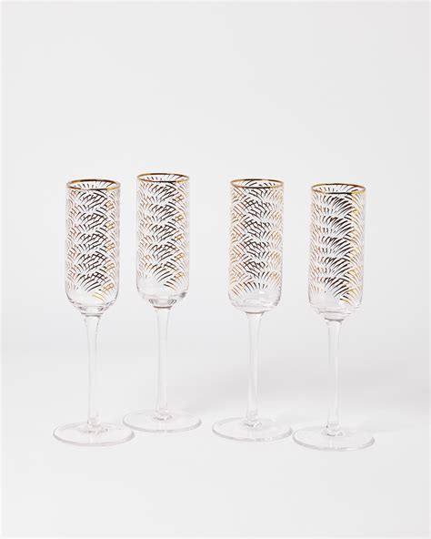 Ariele Gold Champagne Flutes Set Of Four Oliver Bonas