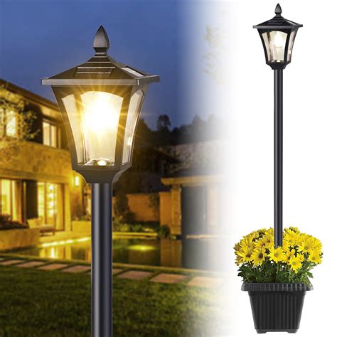 Suponar 64" Solar Lamp Post Light, Solar Light Post Outdoor Waterproof ...