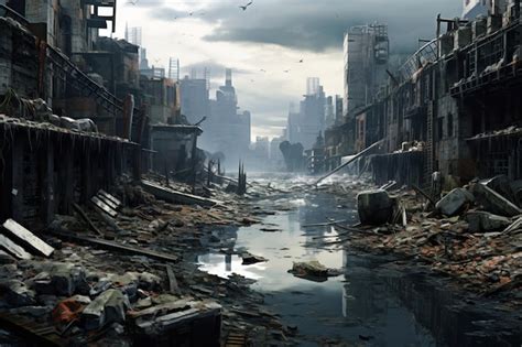 Premium Ai Image Explore A Desolate City Landscape Of Decay And