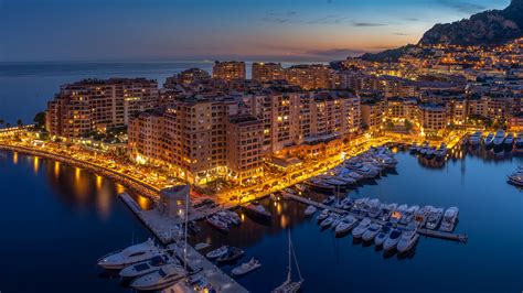 Boats On Body Of Water And Lightning Buildings Monaco Monte Carlo 4k Hd