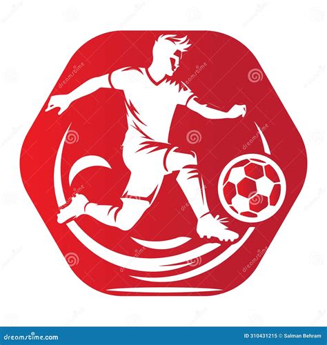 Football Player Running with Ball Inside a Shape of Hexagon Vector ...