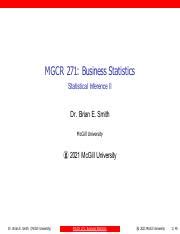 Lecture10 PDF BES W21 Pdf MGCR 271 Business Statistics Statistical