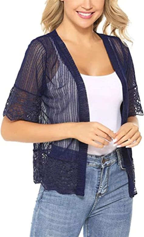 Eghunooye Womens Summer Cardigan Short Transparent Bolero With Flower