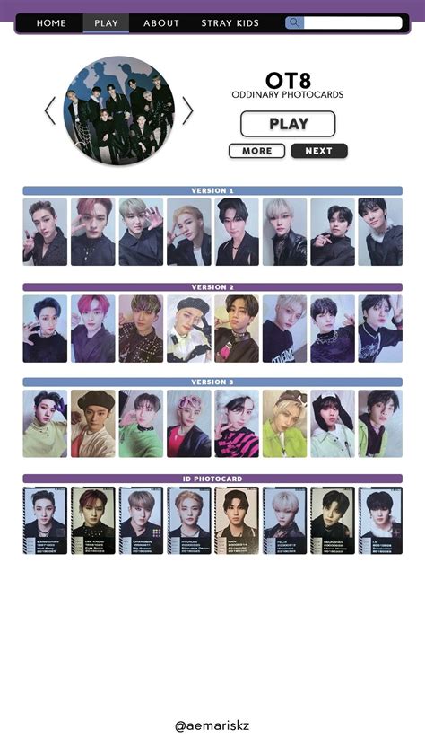 Stray Kids Oddinary Photocards Картонки Карта Альбом