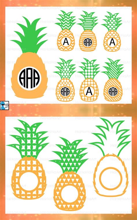 Circle Pineapple Monogram V2 Cutting Files Svg Png Eps Etsy