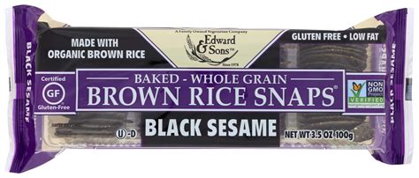 Edward Sons Whole Grain Brown Rice Snaps With Black Sesame Oz