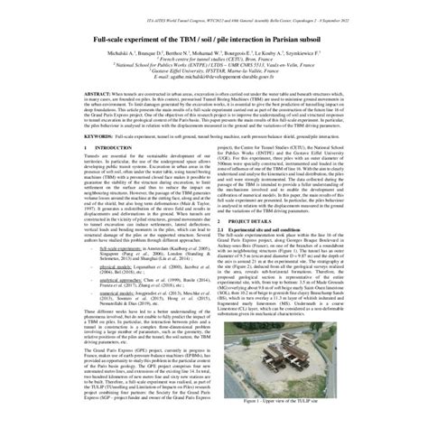 Full Scale Experiment Of The Tbmsoilpile Interaction In Parisian