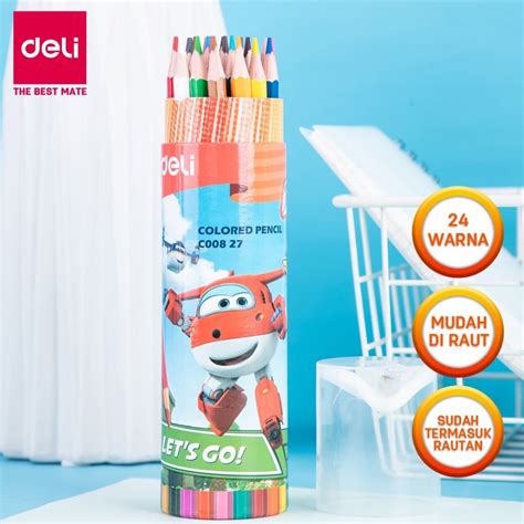 Jual Pensil Warna Deli Super Wings Bonus Serutan 24 Warna Ec00827