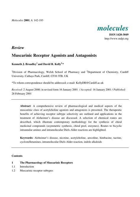 (PDF) Muscarinic Receptor Agonists and Antagonists