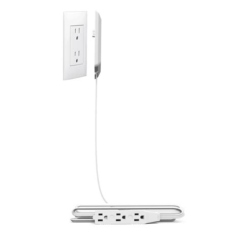 Flat Plug Power Strip, White Extension Cord 6 Feet 3 Prong, 3 outlets,1625/13A, Wall Mountable ...