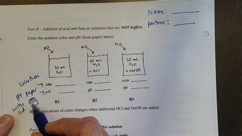 Acids Bases And Ph Buffers Lab Worksheet